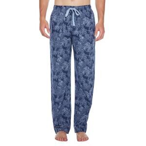 Majestic International Men's Printed Woven Lounge Pant Blue Leaf Sz S High Rise